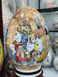  Quà Tặng Cao Cấp Trứng Phong Thủy nền vân đá vẽ màu Bách Nhi Bách Phúc vẽ vàng cao 50cm bụng 38cm 