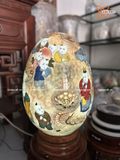  Quà Tặng Cao Cấp Trứng Phong Thủy nền vân đá vẽ màu Bách Nhi Bách Phúc vẽ vàng cao 50cm bụng 38cm 