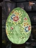  Quà Tặng Cao Cấp Trứng Phong Thủy nền xanh vẽ màu Công Danh Phú Quý vẽ vàng cao 60cm bụng 39cm 