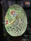  Quà Tặng Cao Cấp Trứng Phong Thủy nền xanh vẽ màu Công Danh Phú Quý vẽ vàng cao 60cm bụng 39cm 