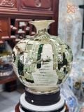  Quà Tặng Khai Trương Bình hút lộc Bát Tràng men hoàng thổ vẽ vàng Vinh Quy Bái Tổ hàng kỹ cao 35cm 