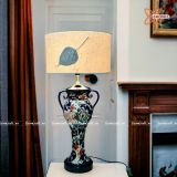  Quà Sinh Nhật | Đèn trang trí phòng ngủ Gốm sứ Bát Tràng vuốt tay dáng ly tai vẽ Hoa Phù Dung độc bản cao 64cm 