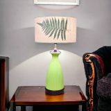  Quà Sinh Nhật | Đèn trang trí phòng ngủ Gốm sứ Bát Tràng vuốt tay dáng miệng búp bê màu xanh mạ chao Dương xỉ cao 56cm 