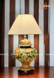  Quà Sinh Nhật | Đèn trang trí phòng ngủ Gốm sứ Bát Tràng vuốt tay dáng chóe vẽ màu Hoa Hồng Vàng cao 65cm 