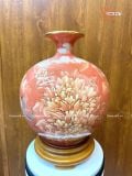  Quà Tặng Khai Trương Bình hút lộc Bát Tràng nền đỏ vẽ vàng Mã Đáo Thành Công cao 30cm bụng 28cm 