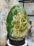  Quà Tặng Cao Cấp Trứng Phong Thủy nền xanh lục bảo vẽ Công Danh Phú Quý vẽ vàng cao 40cm bụng 27cm 