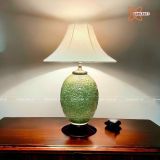  Quà Sinh Nhật | Đèn trang trí phòng ngủ Gốm sứ Bát Tràng vuốt tay khắc nổi Hoa Dây men xanh cao 56cm 