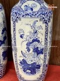  Quà Tặng Bố | Lục Bình Bát Tràng men trắng vẽ Tứ Cảnh Phúc Lộc Thọ cao 1m6 dáng béo bụng 50cm 