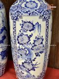  Quà Tặng Bố | Lục Bình Bát Tràng men trắng vẽ Tứ Cảnh Phúc Lộc Thọ cao 1m6 dáng béo bụng 50cm 