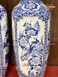  Quà Tặng Bố | Lục Bình Bát Tràng men trắng vẽ Tứ Cảnh Phúc Lộc Thọ cao 1m6 dáng béo bụng 50cm 