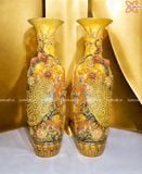  Quà Tặng Bố Lục Bình Bát Tràng cao cấp vẽ vàng Công Hoa Phú Quý men hoàng bào đắp nổi kênh bông cao 1m6 