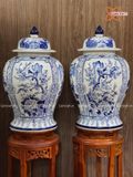  Quà Tặng Cao Cấp | Chóe Bát Tràng 40 lít vẽ kỹ Tứ Cảnh men trắng 