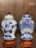  Quà Tặng Cao Cấp | Chóe Bát Tràng 40 lít vẽ kỹ Phúc Đức Cuốn Thư men trắng 
