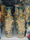  Quà Tặng Bố Lục Bình Bát Tràng cao cấp vẽ vàng Công Hoa Phú Quý men xanh ngọc lục bảo đắp nổi kênh bông cao 1m4 