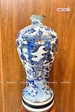  Mai Bình Tích Lộc men lam vẽ vàng cao 52 cm| Quà Tặng Khai Trương Mai Bình Tích Lộc Bát Tràng 