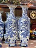  Lục bình Bát Tràng cao cấp Tùng Hạc Diên Niên men sứ trắng vẽ kĩ dáng béo cao 1m6 