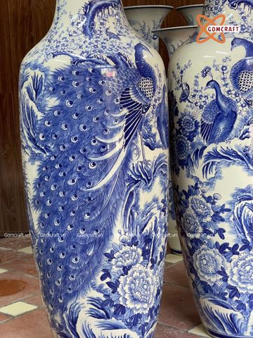  Lục bình Bát Tràng cao cấp Công Danh Phú Quý men sứ trắng vẽ kĩ dáng béo cao 1m6 