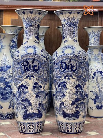  Lục bình Bát Tràng cao cấp Phúc Đức men sứ khử dáng béo cao 1m4 