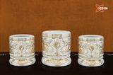  Bộ đồ thờ Bát Tràng cao cấp dâng gia tiên men sứ trắng vẽ vàng 24k 21 vật phẩm 