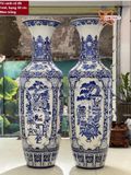  Lục bình Bát Tràng cao cấp Tứ Cảnh Cổ Đồ men sứ khử vẽ tay siêu kĩ dáng béo cao 1m6 