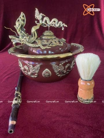  Điếu bát Bát Tràng bọc đồng đường kính 20 cm 