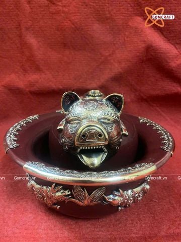  Điếu bát Bát Tràng bọc đồng đường kính 20 cm 