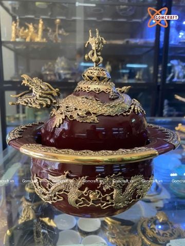  Điếu bát Bát Tràng bọc đồng đường kính 20 cm 