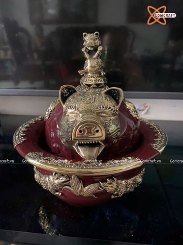  Điếu bát Bát Tràng bọc đồng đường kính 20 cm 