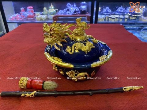  Điếu bát Bát Tràng bọc đồng mạ vàng đường kính 20 cm 