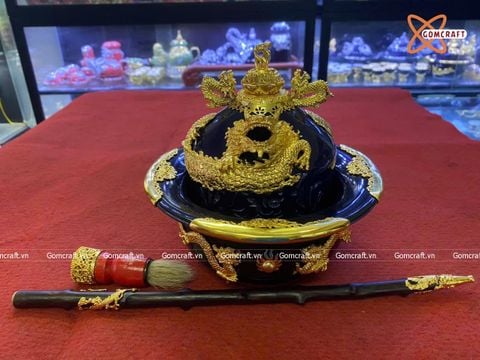  Điếu bát Bát Tràng bọc đồng lân mạ vàng  đường kính 20 cm 