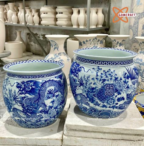  Thống sứ Bát Tràng Phú Quý Trường Thọ men sứ trắng đường kính 40 cm 