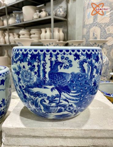  Thống sứ Bát Tràng Công Danh Phú Quý men ngọc đường kính 40 cm 