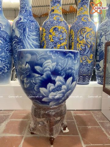  Thống sứ Bát Tràng Liên Hoa vẽ 3D đường kính 65 cm 