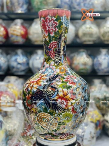  Bình Củ Tỏi cao cấp Công Danh Phú Quý vẽ vàng 24k cao 75 cm 