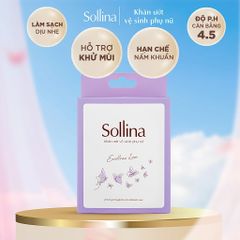 Hộp 20 gói khăn giấy ướt vệ sinh phụ nữ Sollina độ ẩm vừa phải giúp vùng kín khô thoáng dễ chịu 20gói/ hộp