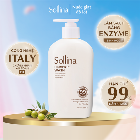 Nước giặt đồ lót chuyên dụng Sollina 400ML Giúp khử mùi, kháng khuẩn, An toàn cho da nhạy cảm