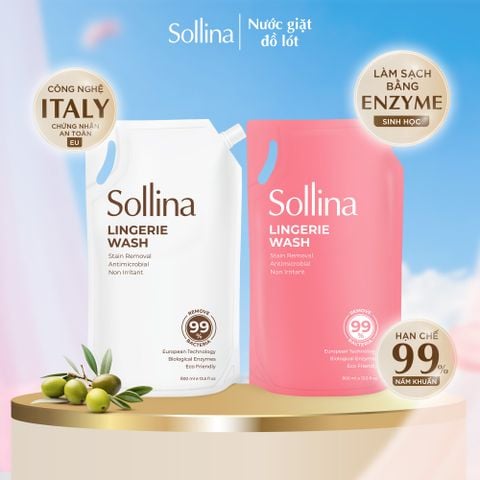 Combo 2 Túi 800Ml Refill Nước Giặt Đồ Lót Chuyên Dụng Sollina Giúp Khử Mùi, Kháng Khuẩn, An Toàn Cho Da
