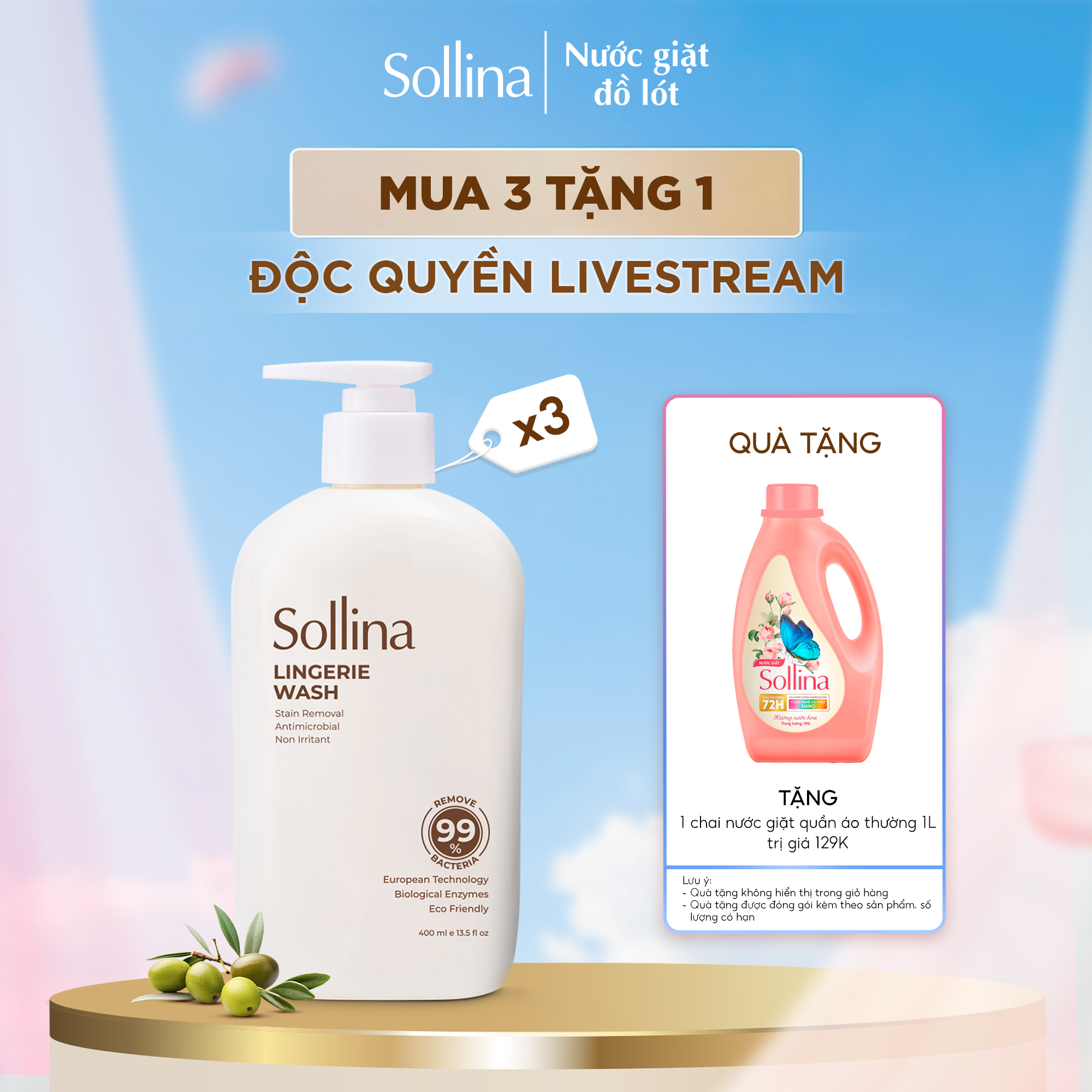 LADI - 3 NƯỚC GIẶT ĐỒ LÓT + TẶNG 1 NG THƯỜNG