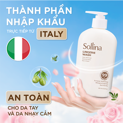 Combo 2 chai Nước giặt đồ lót chuyên dụng Sollina 400ML Giúp khử mùi, kháng khuẩn, An toàn cho da nhạy cảm