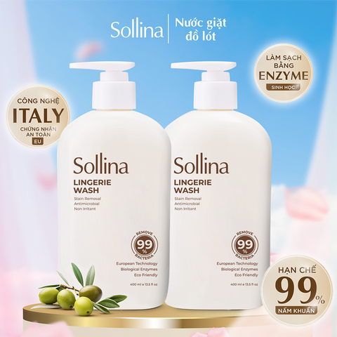 Combo 2 chai Nước giặt đồ lót chuyên dụng Sollina 400ML Giúp khử mùi, kháng khuẩn, An toàn cho da nhạy cảm