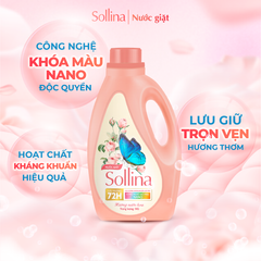 Nước Giặt Quần Áo Thường Sollina 1L/Chai - Công nghệ Khoá Màu Nano, Sạch Sâu, Lưu Hương Nước Hoa 72H, Làm Mềm Vải