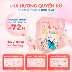 Túi Nước Giặt Thường Sollina 3,2KG - Hương Nước Hoa, Công Nghệ Vi Nang Lưu Hương 72H, Làm Sạch Sâu, Giữ Màu, Mềm Vải