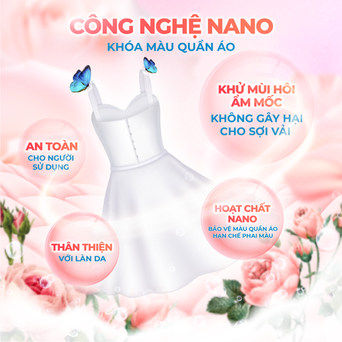 Nước Giặt Quần Áo Thường Sollina 1L/Chai - Công nghệ Khoá Màu Nano, Sạch Sâu, Lưu Hương Nước Hoa 72H, Làm Mềm Vải