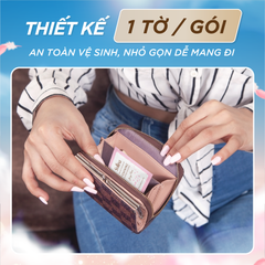 Hộp 20 gói khăn giấy ướt vệ sinh phụ nữ Sollina độ ẩm vừa phải giúp vùng kín khô thoáng dễ chịu 20gói/ hộp