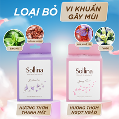 Hộp 20 gói khăn giấy ướt vệ sinh phụ nữ Sollina độ ẩm vừa phải giúp vùng kín khô thoáng dễ chịu 20gói/ hộp