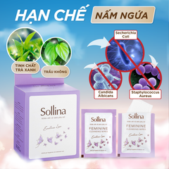 Hộp 20 gói khăn giấy ướt vệ sinh phụ nữ Sollina độ ẩm vừa phải giúp vùng kín khô thoáng dễ chịu 20gói/ hộp