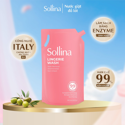 Túi 800Ml Refill Nước Giặt Đồ Lót Chuyên Dụng Sollina Giúp Khử Mùi, Kháng Khuẩn, An Toàn Cho Da