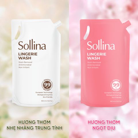 Combo 1 Chai 400Ml + 1 Túi Refill 800Ml Nước Giặt Đồ Lót Chuyên Dụng Sollina Giúp Khử Mùi, Kháng Khuẩn