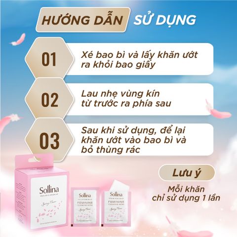 Combo nước giặt đồ lót chuyên dụng Sollina Hồng và khăn ướt vệ sinh phụ nữ màu Tím 20 gói/hộp