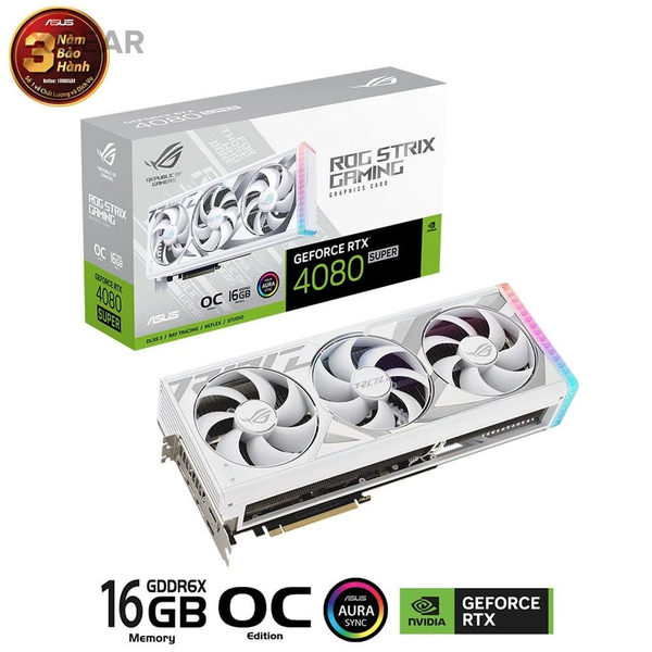 Card màn hình ASUS ROG Strix GeForce RTX 4080 SUPER 16GB GDDR6X OC White Edition (ROG-STRIX-RTX4080S-O16G-WHITE)